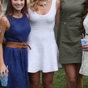 Ronny Kobo White knit skater dress